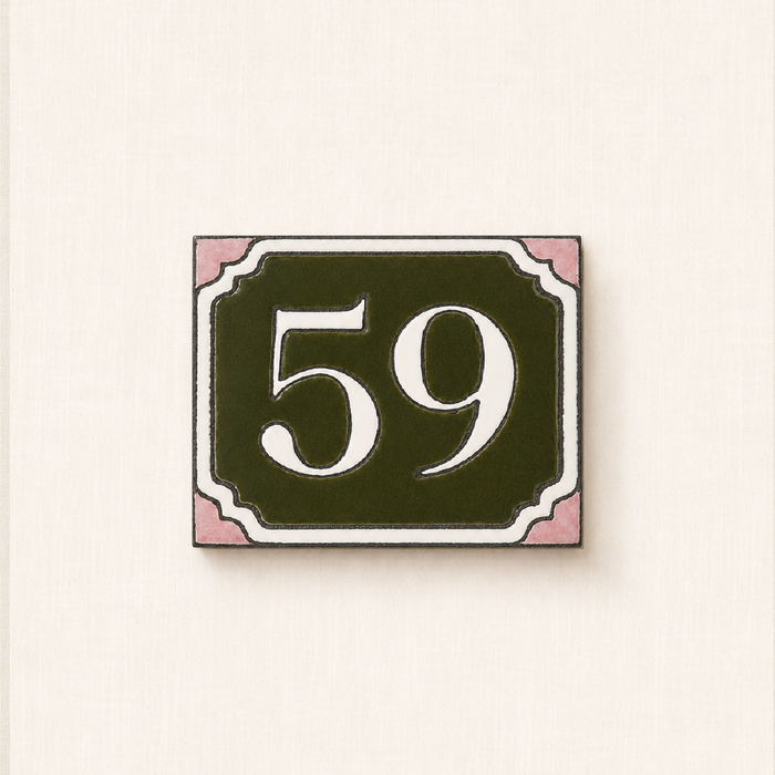 Plaque numéro antique olive